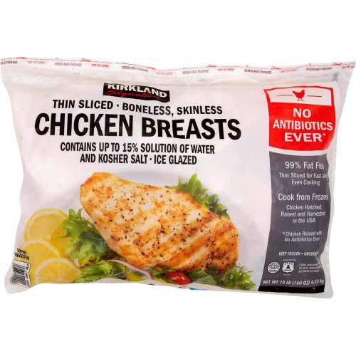 THIN SLICED BONELESS CHICKEN BREAST    10 LBS