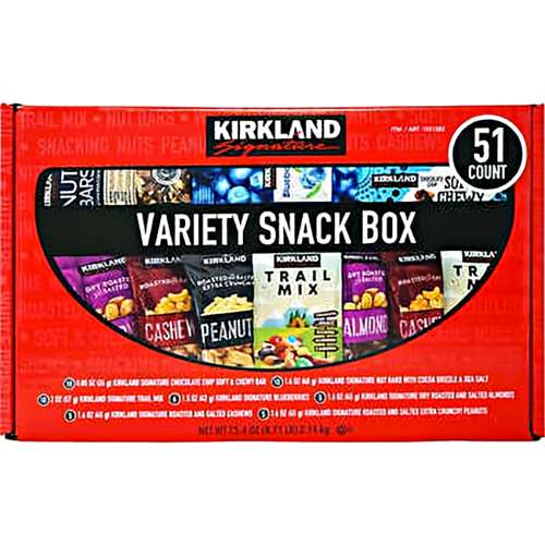 VARIETY NUTS, DRIED FRUIT, TRAIL MIX SNACK BOX 51 CT